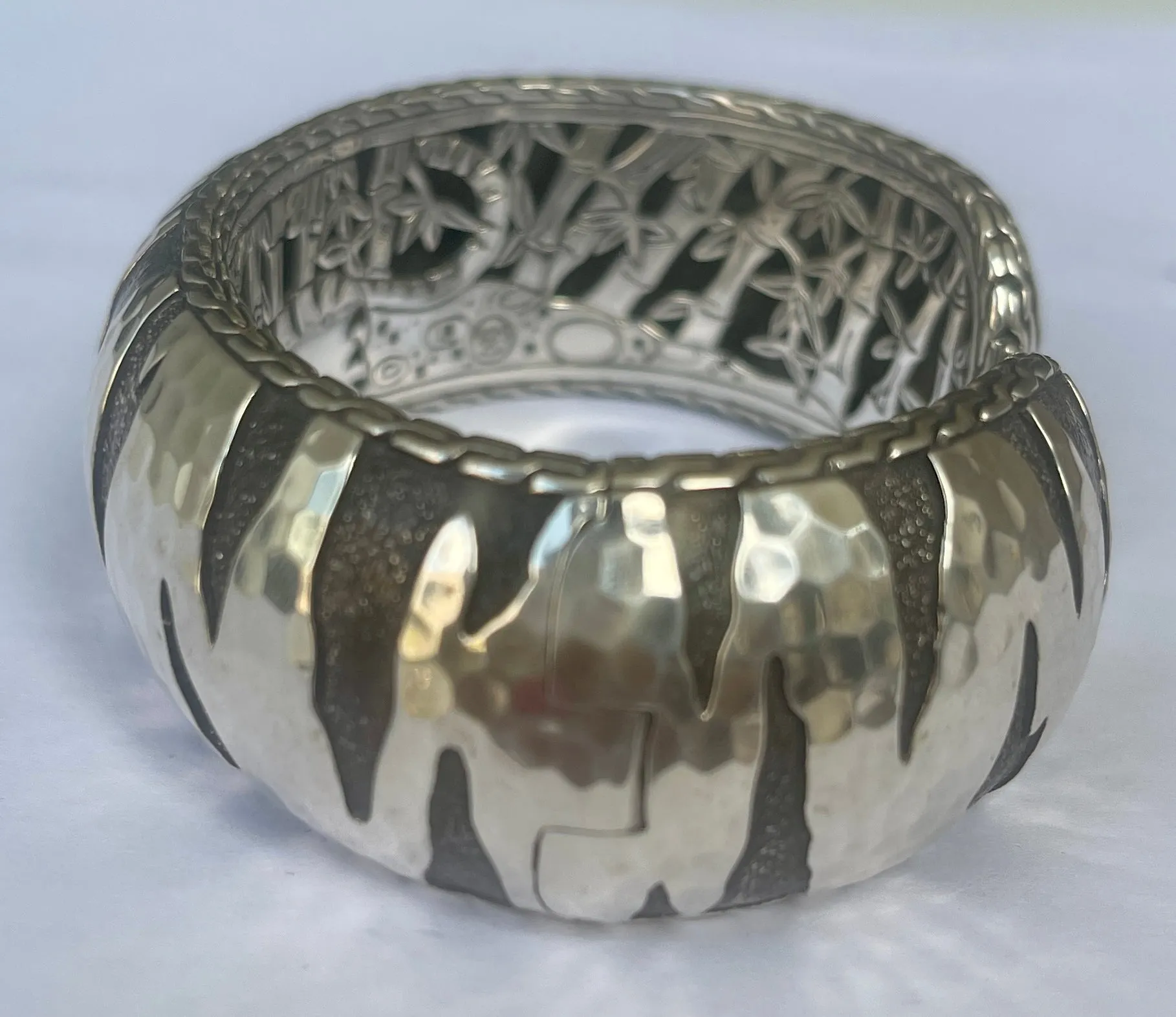 John Hardy Sterling Palu Macan Stripe Hinged Cuff Bracelet