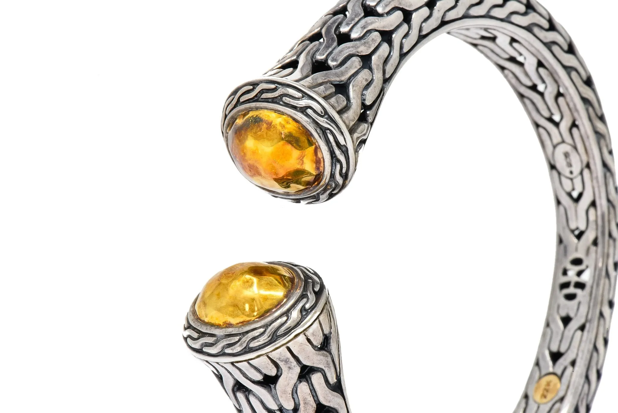 John Hardy Sterling Silver 22 Karat Gold Classic Chain Cuff Bracelet