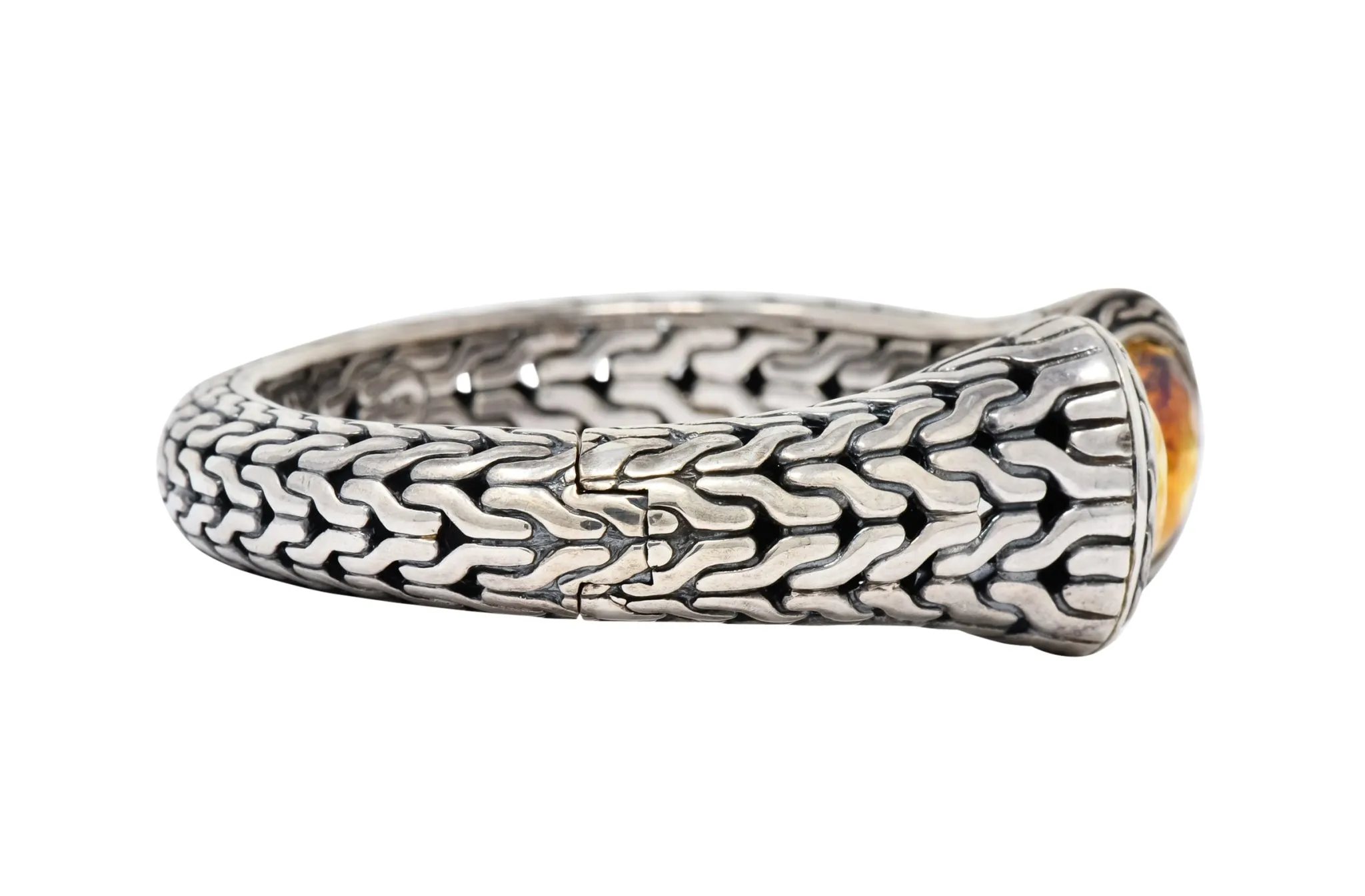 John Hardy Sterling Silver 22 Karat Gold Classic Chain Cuff Bracelet