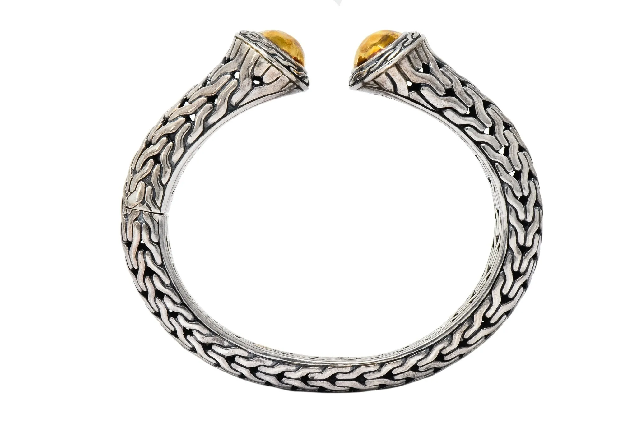 John Hardy Sterling Silver 22 Karat Gold Classic Chain Cuff Bracelet