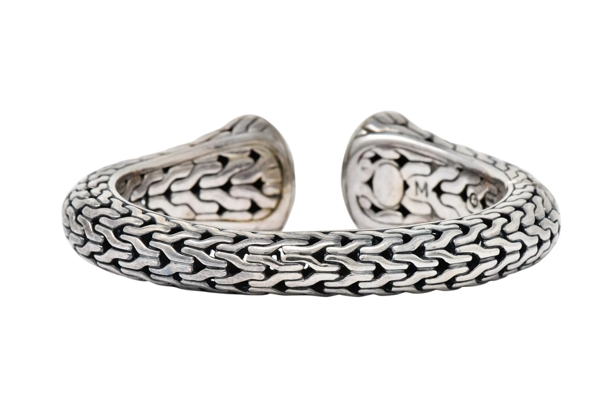 John Hardy Sterling Silver 22 Karat Gold Classic Chain Cuff Bracelet