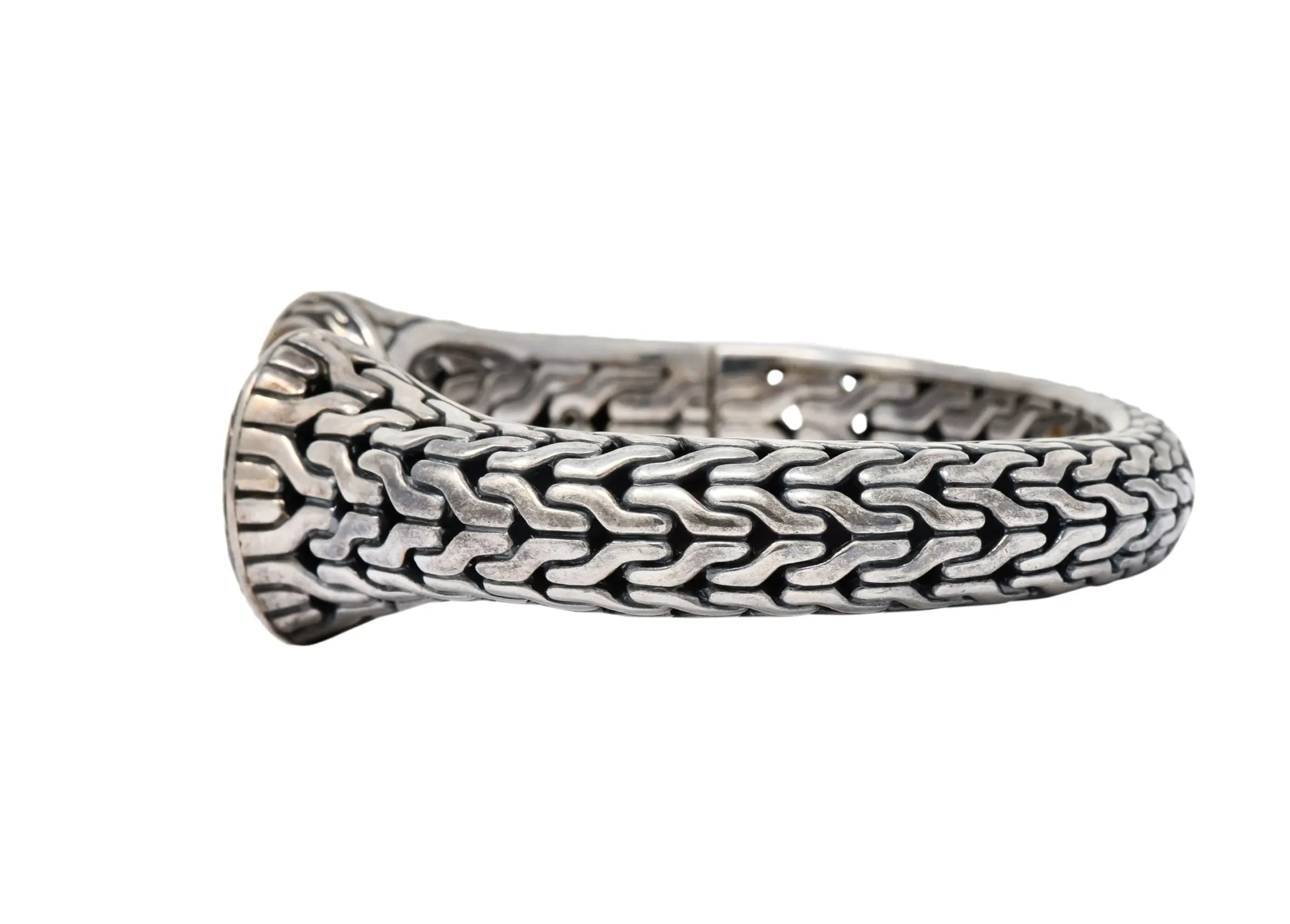 John Hardy Sterling Silver 22 Karat Gold Classic Chain Cuff Bracelet