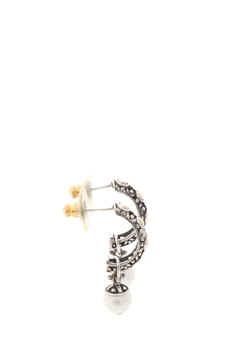 John Hardy Sterling Silver & 18K Gold Pearl Drop Earrings