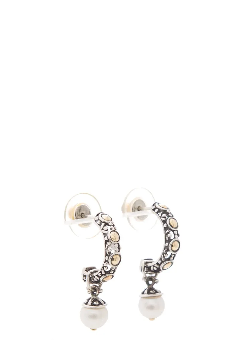 John Hardy Sterling Silver & 18K Gold Pearl Drop Earrings