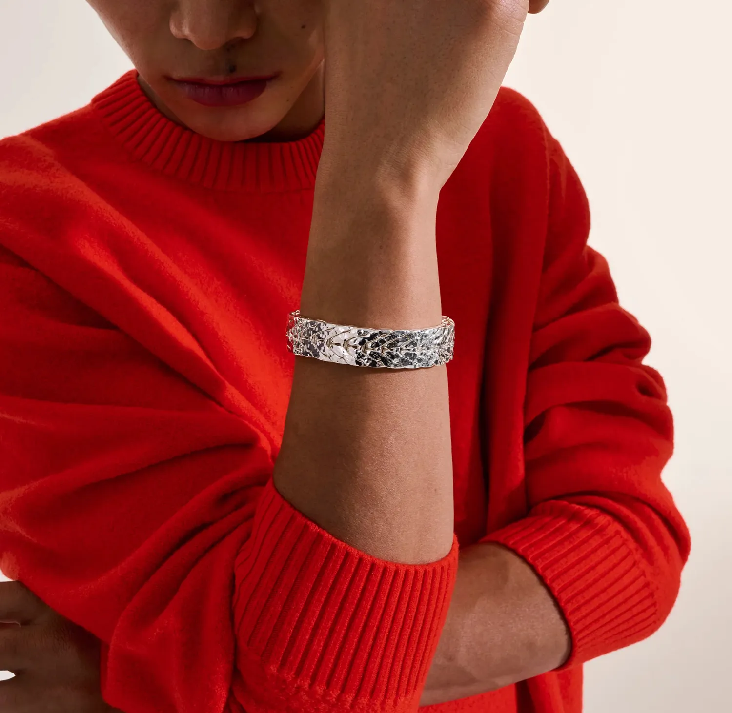 John Hardy Sterling Silver Hammered Wide Bracelet