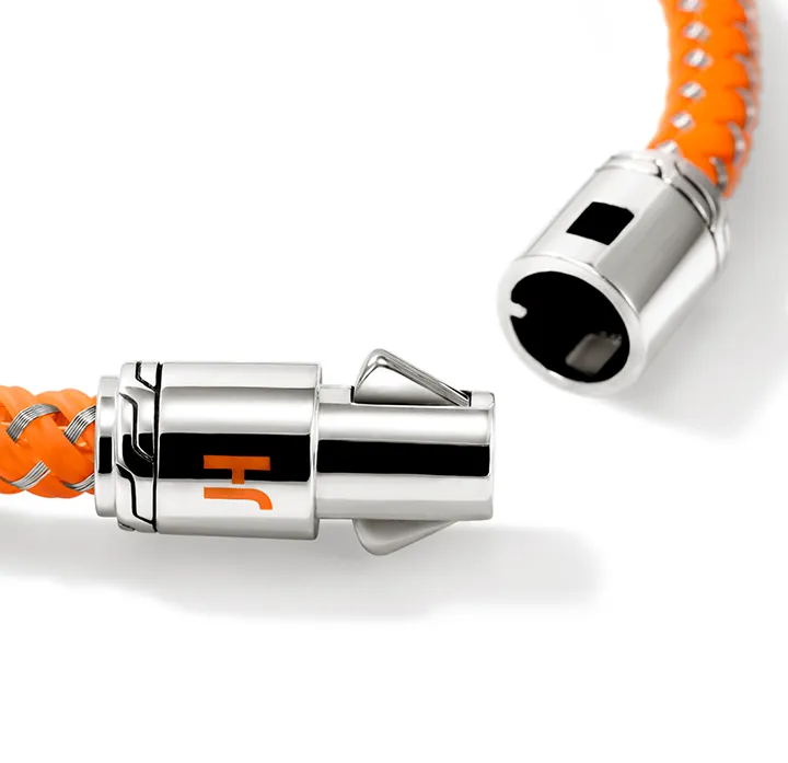 John Hardy Sterling Silver Orange Rubber and Enamel Bracelet