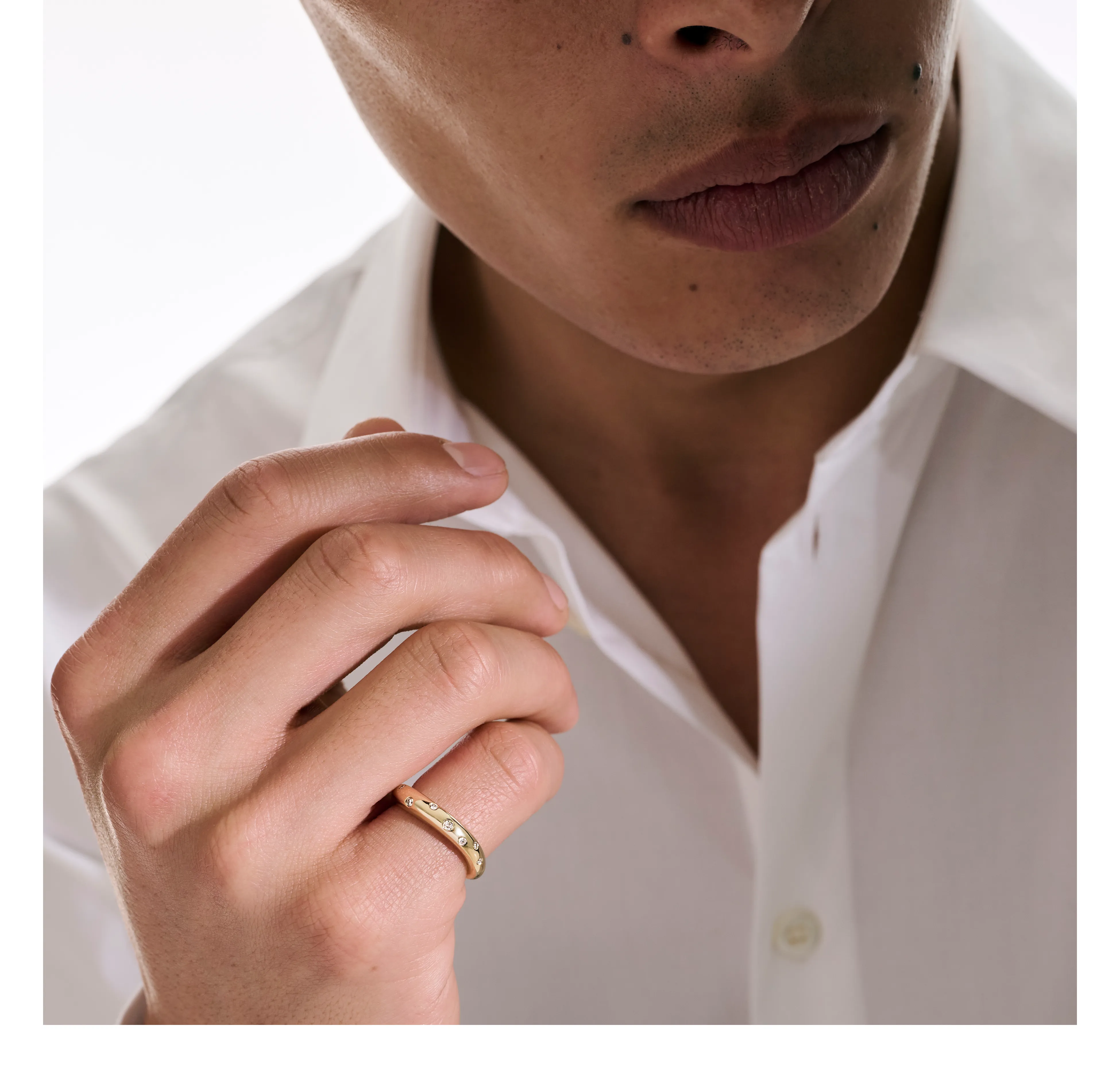 John Hardy Surf Gold Scattered Diamond Ring