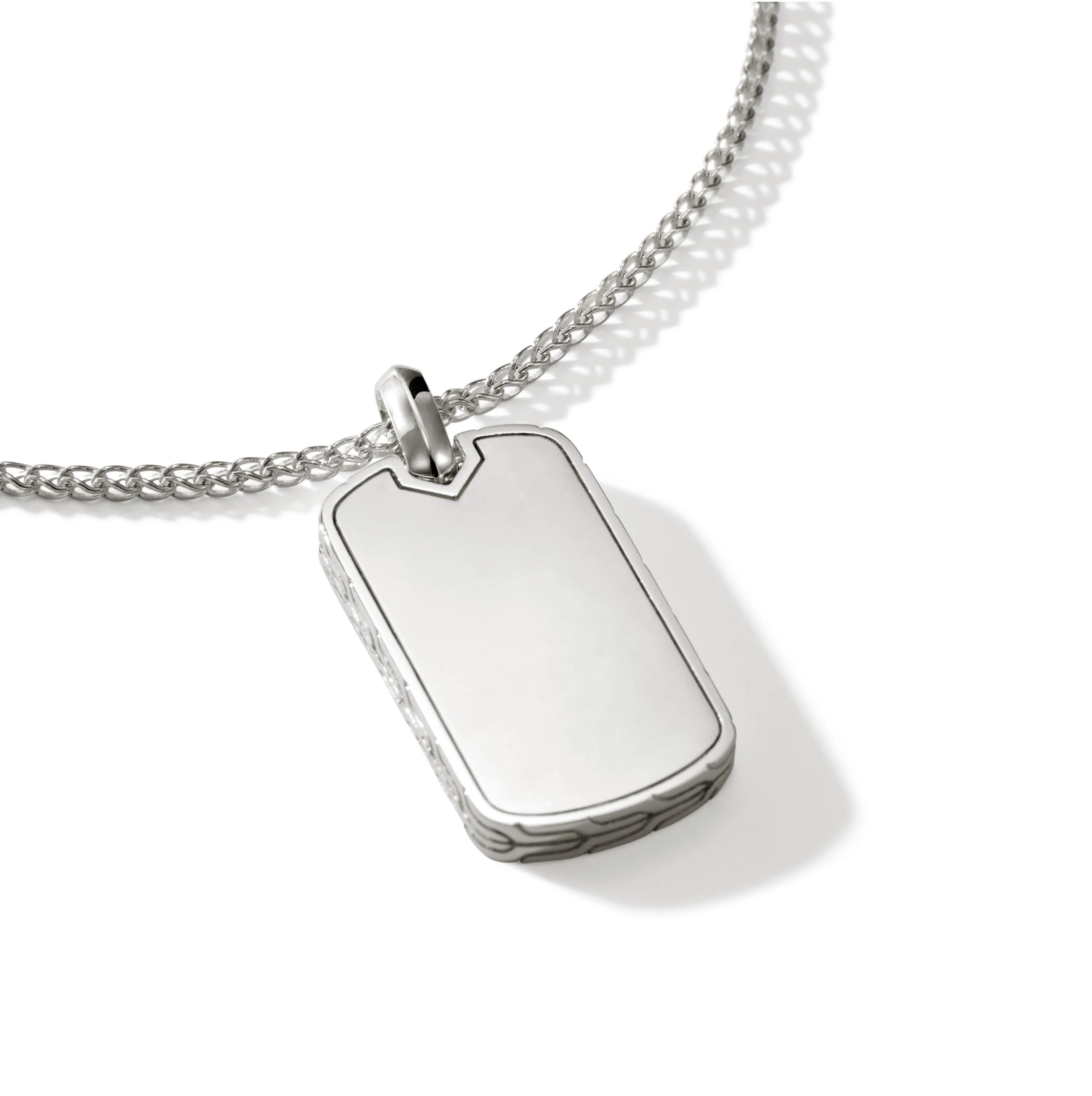 John Hardy Surf Silver Dog Tag Chain Necklace