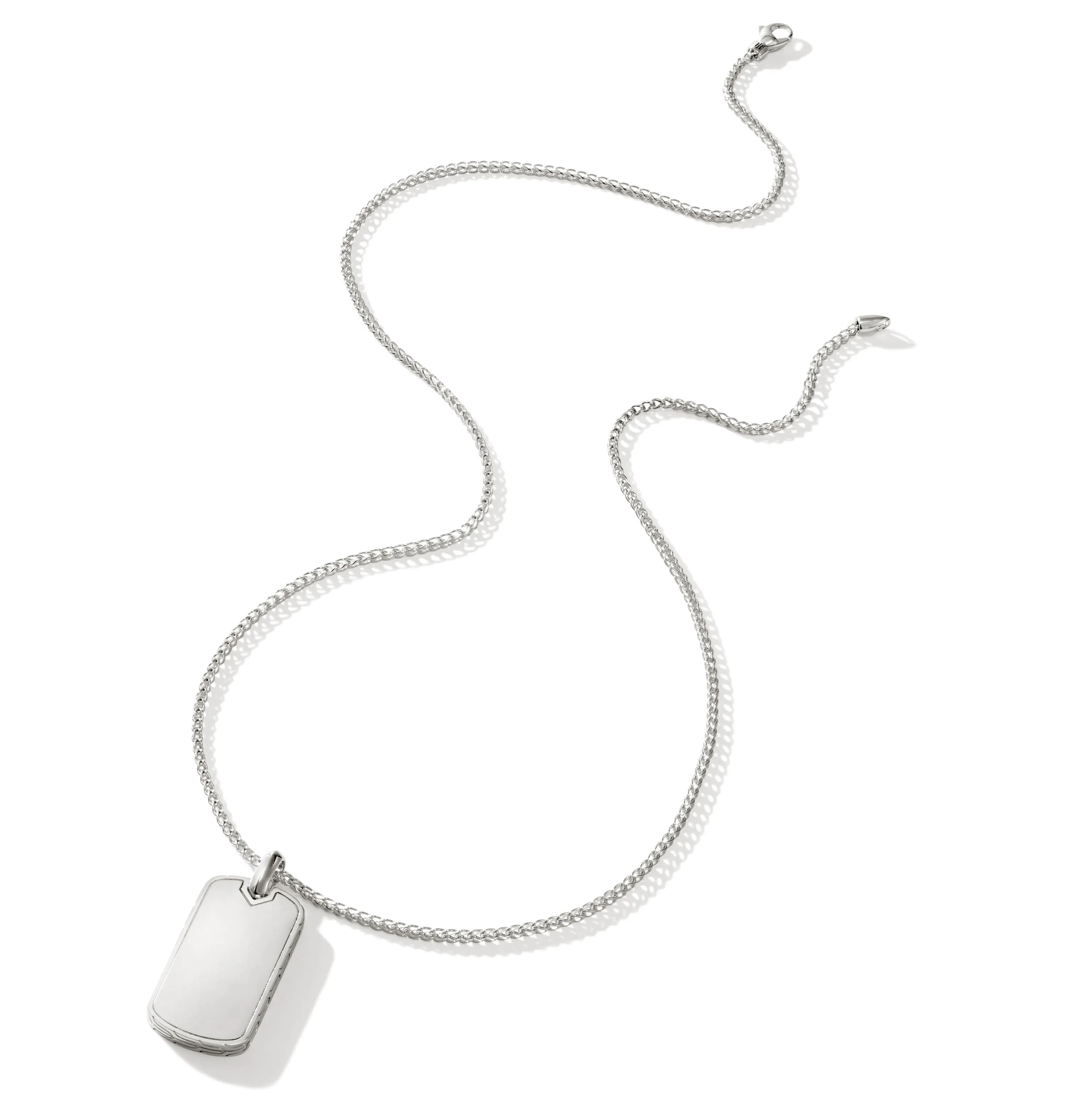 John Hardy Surf Silver Dog Tag Chain Necklace