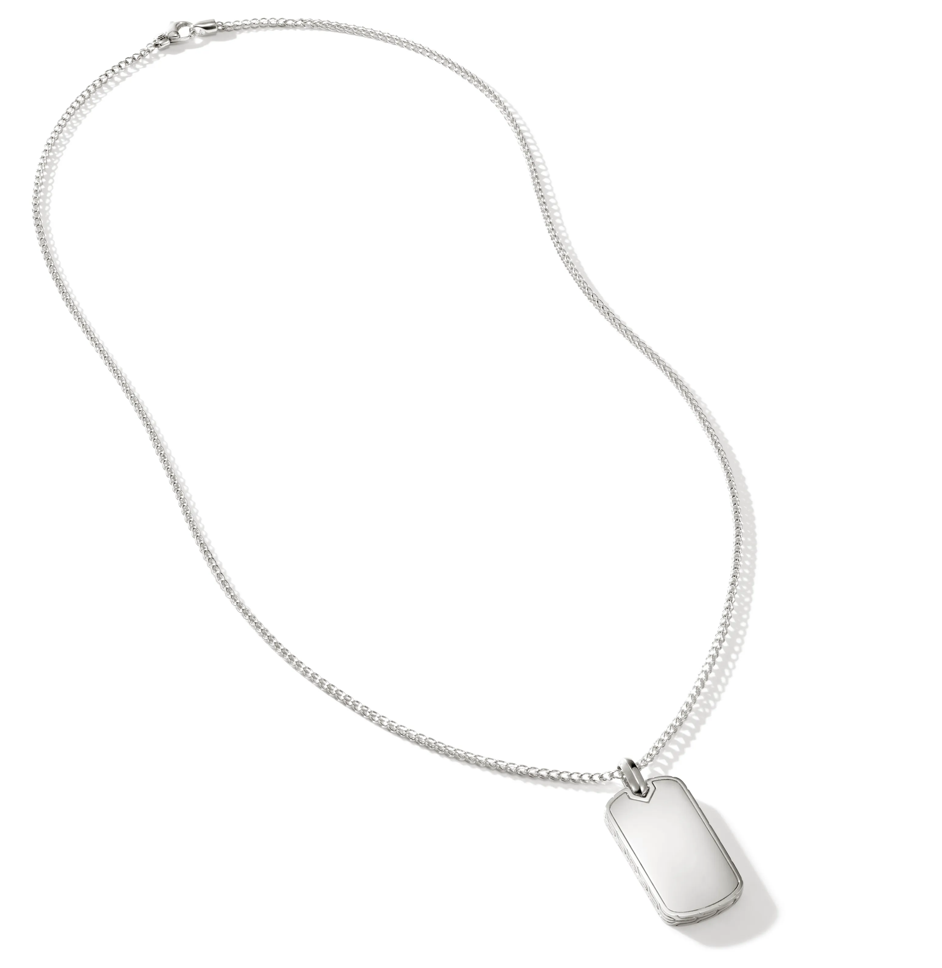 John Hardy Surf Silver Dog Tag Chain Necklace