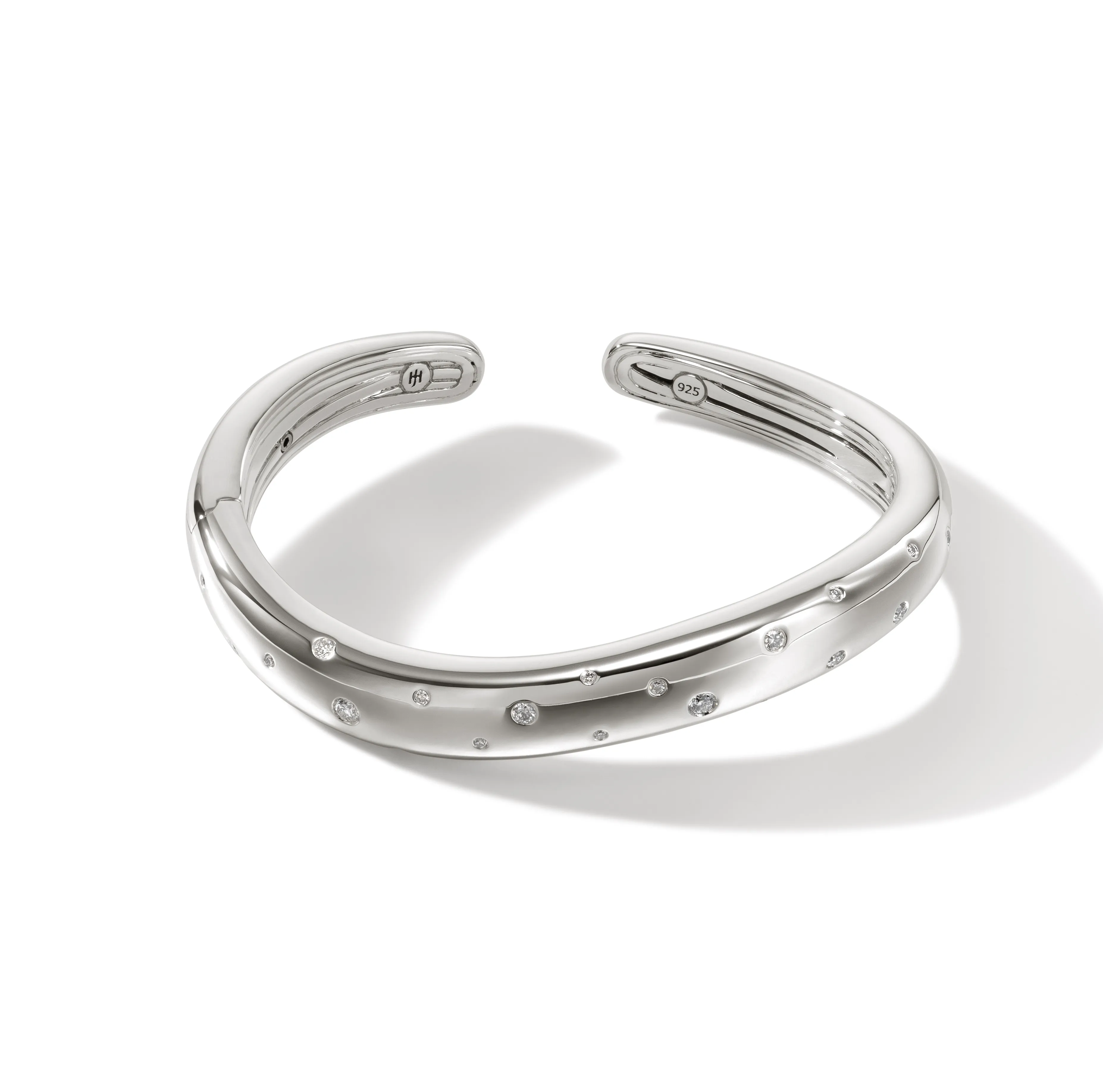 John Hardy Surf Silver Scattered Diamond Kick Cuff