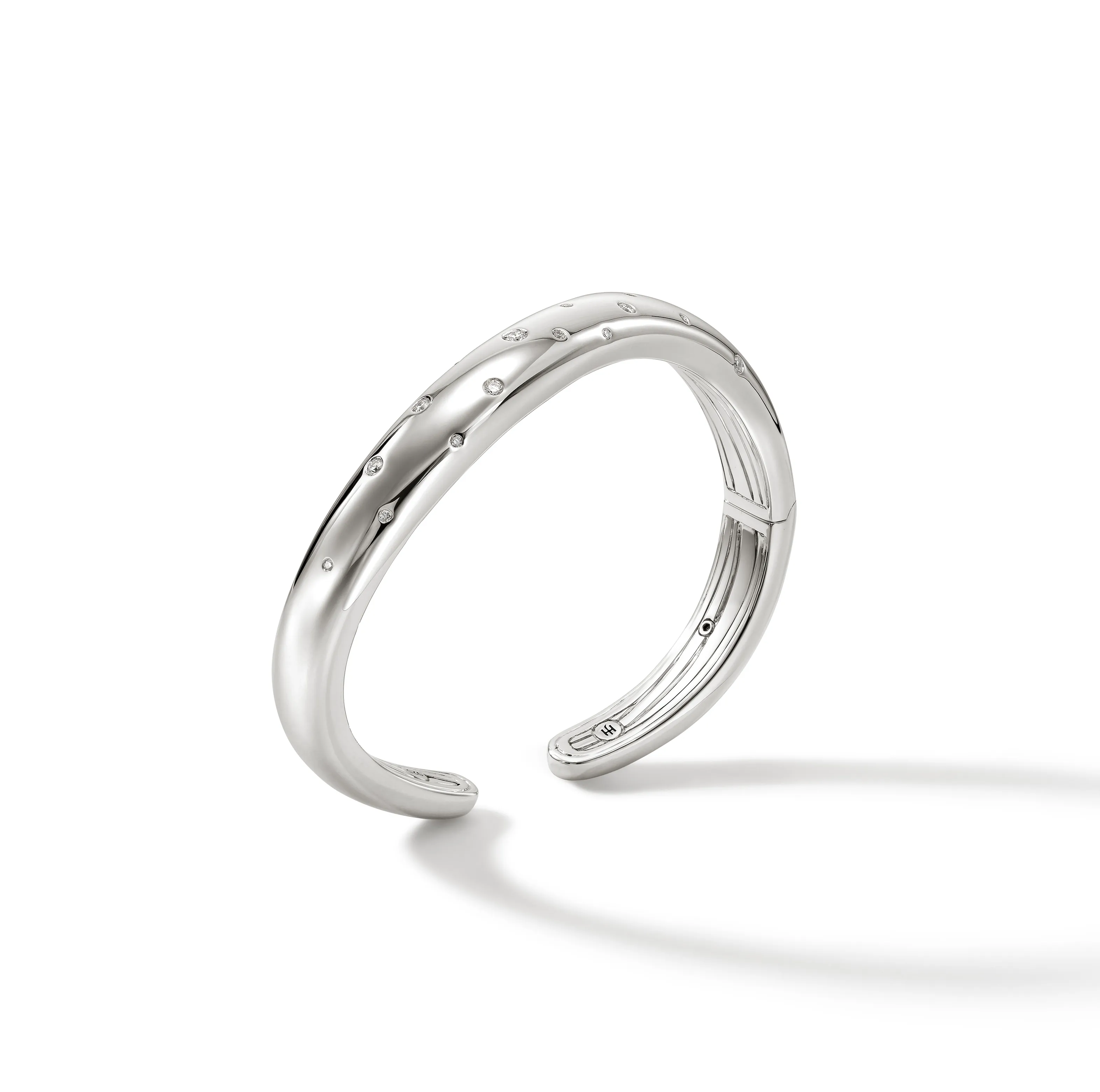 John Hardy Surf Silver Scattered Diamond Kick Cuff