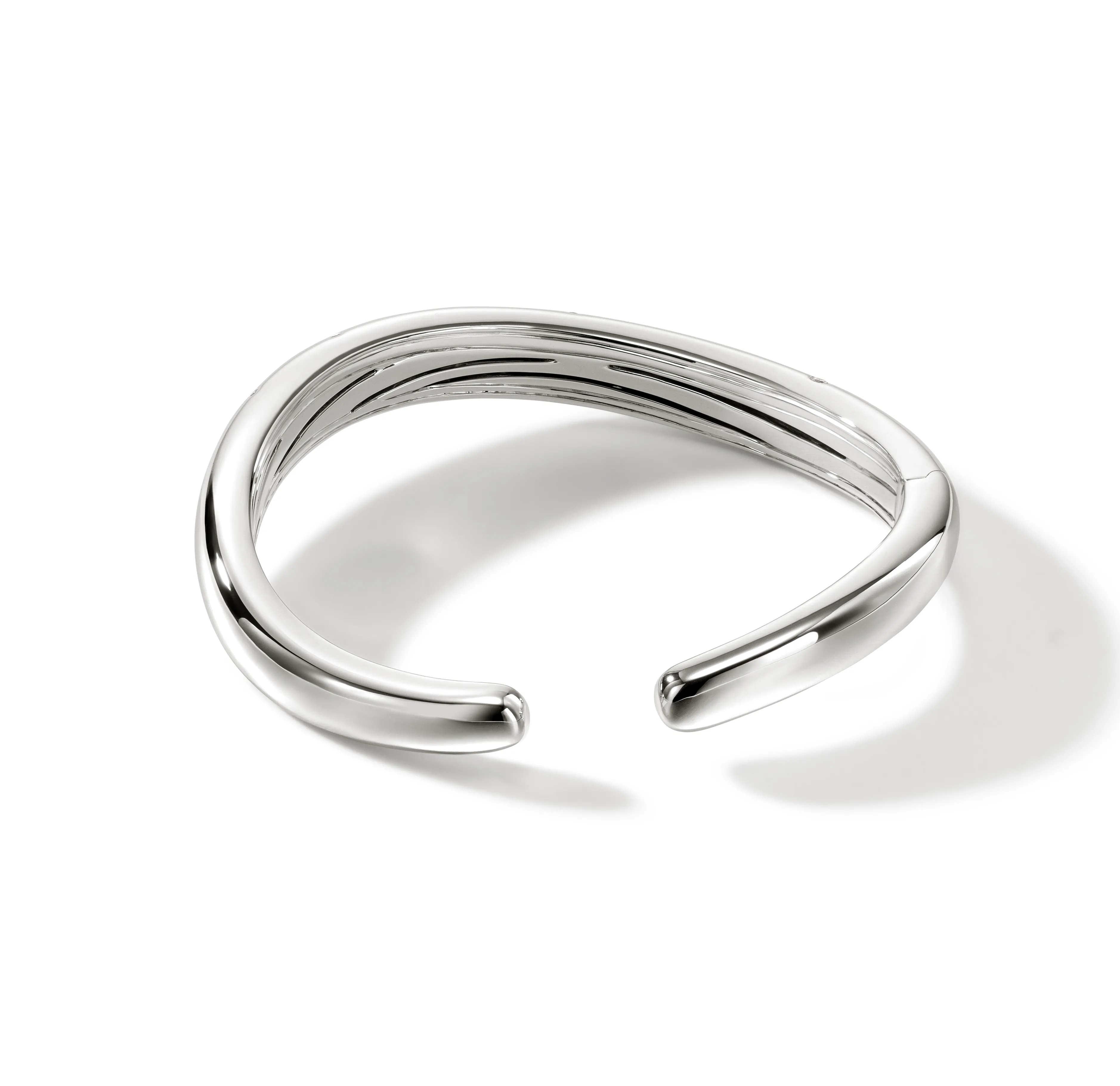John Hardy Surf Silver Scattered Diamond Kick Cuff