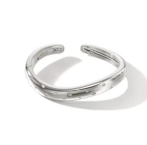 John Hardy Surf Silver Scattered Diamond Kick Cuff