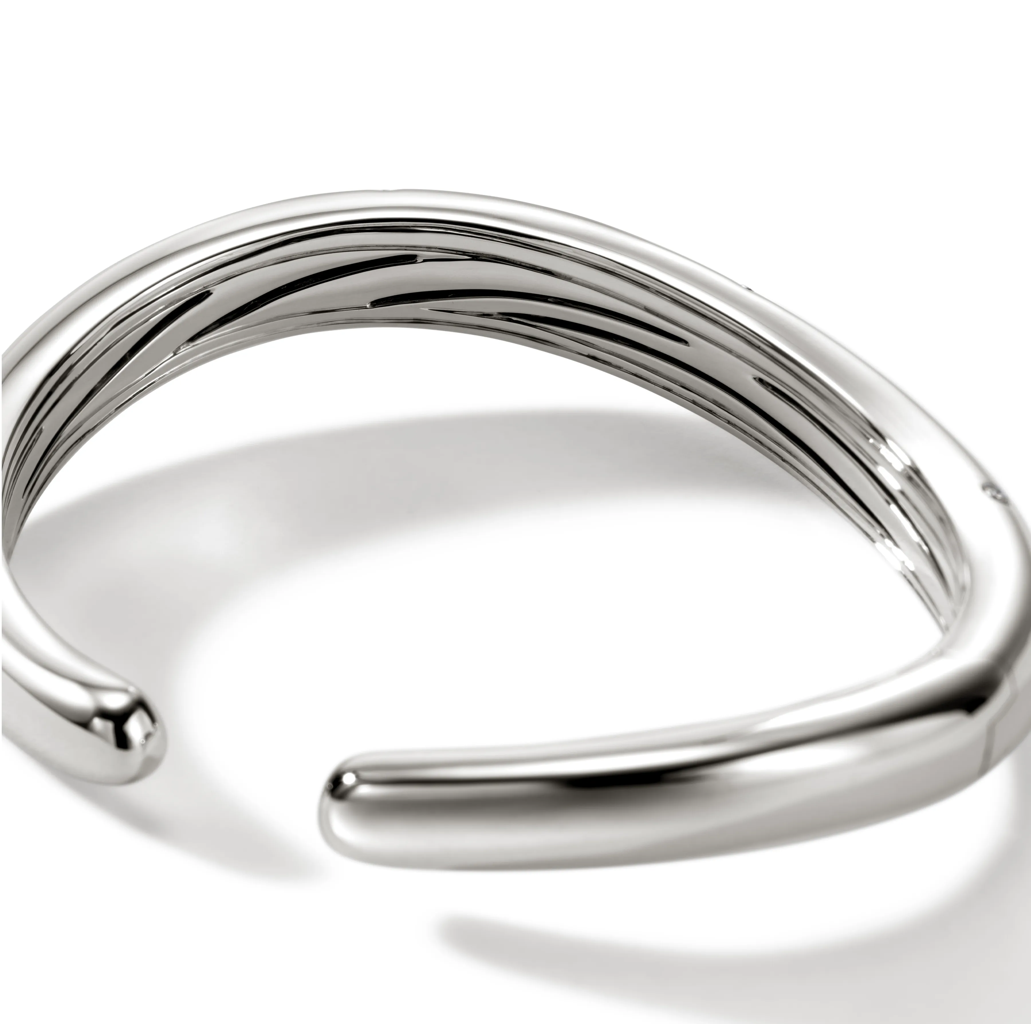 John Hardy Surf Silver Scattered Diamond Kick Cuff