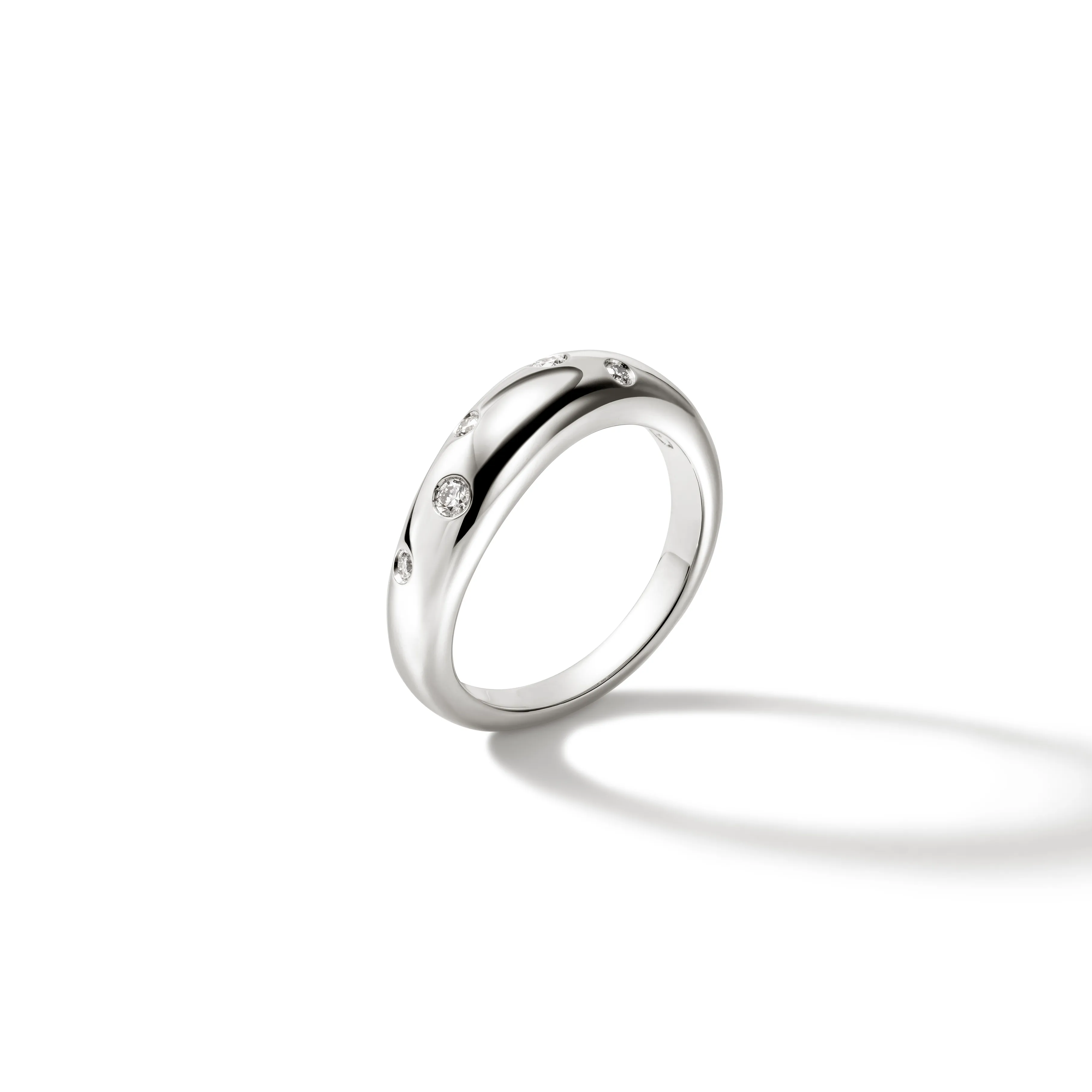 John Hardy Surf Silver Scattered Diamond Ring