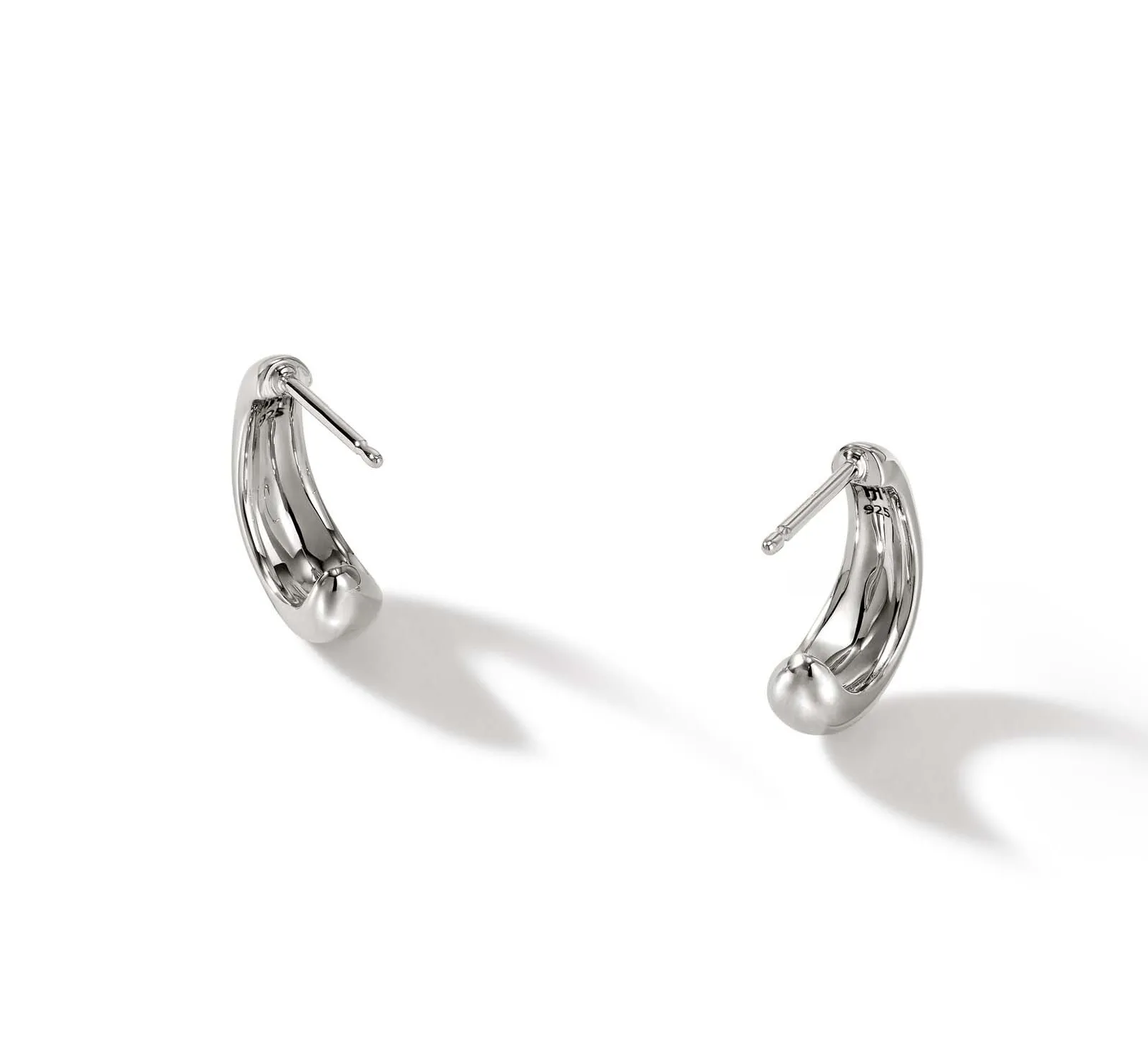 John Hardy Surf Silver Scattered Diamond Small J Hoop Earrings