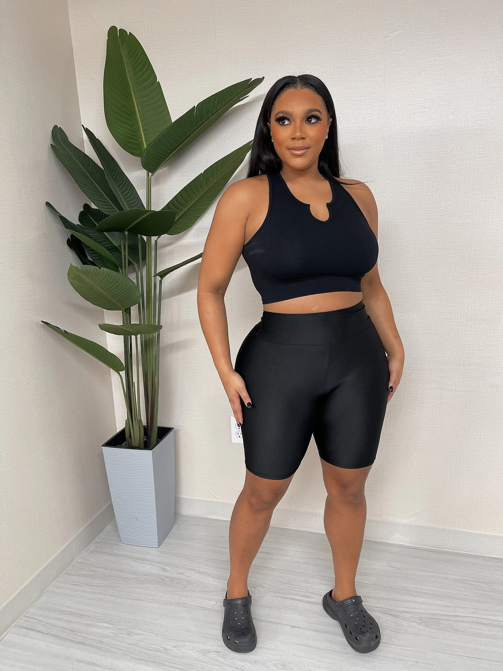 KP3002SHP-Shiny Butt Ruched Biker Shorts (6PCS)