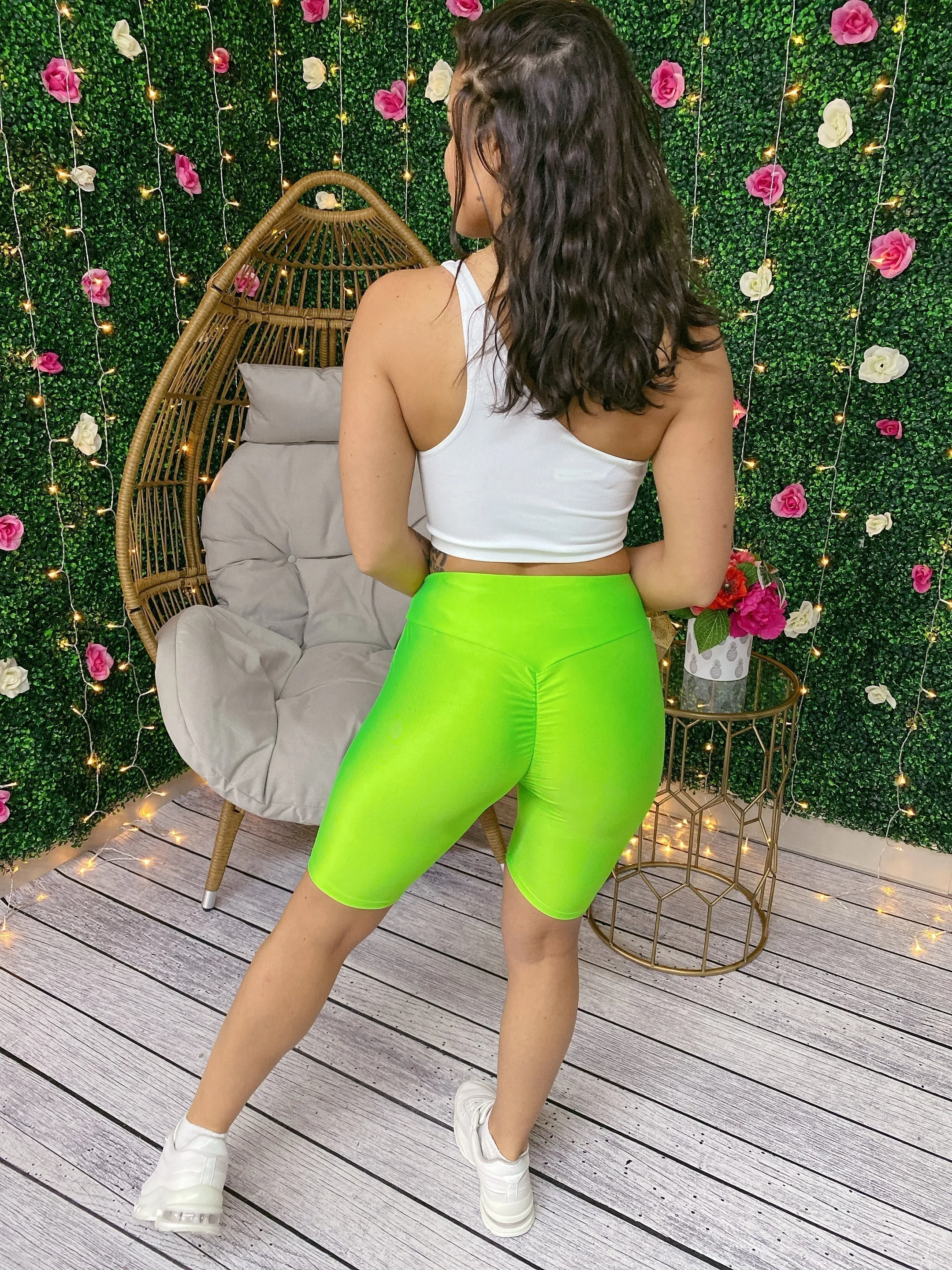 KP3002SHP-Shiny Butt Ruched Biker Shorts (6PCS)