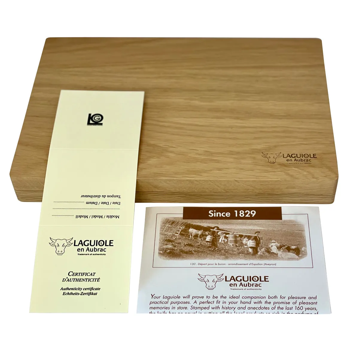 Laguiole en Aubrac Handcrafted 4-Piece Steak Knife Set with Wavy Natural Maple Wood Handles
