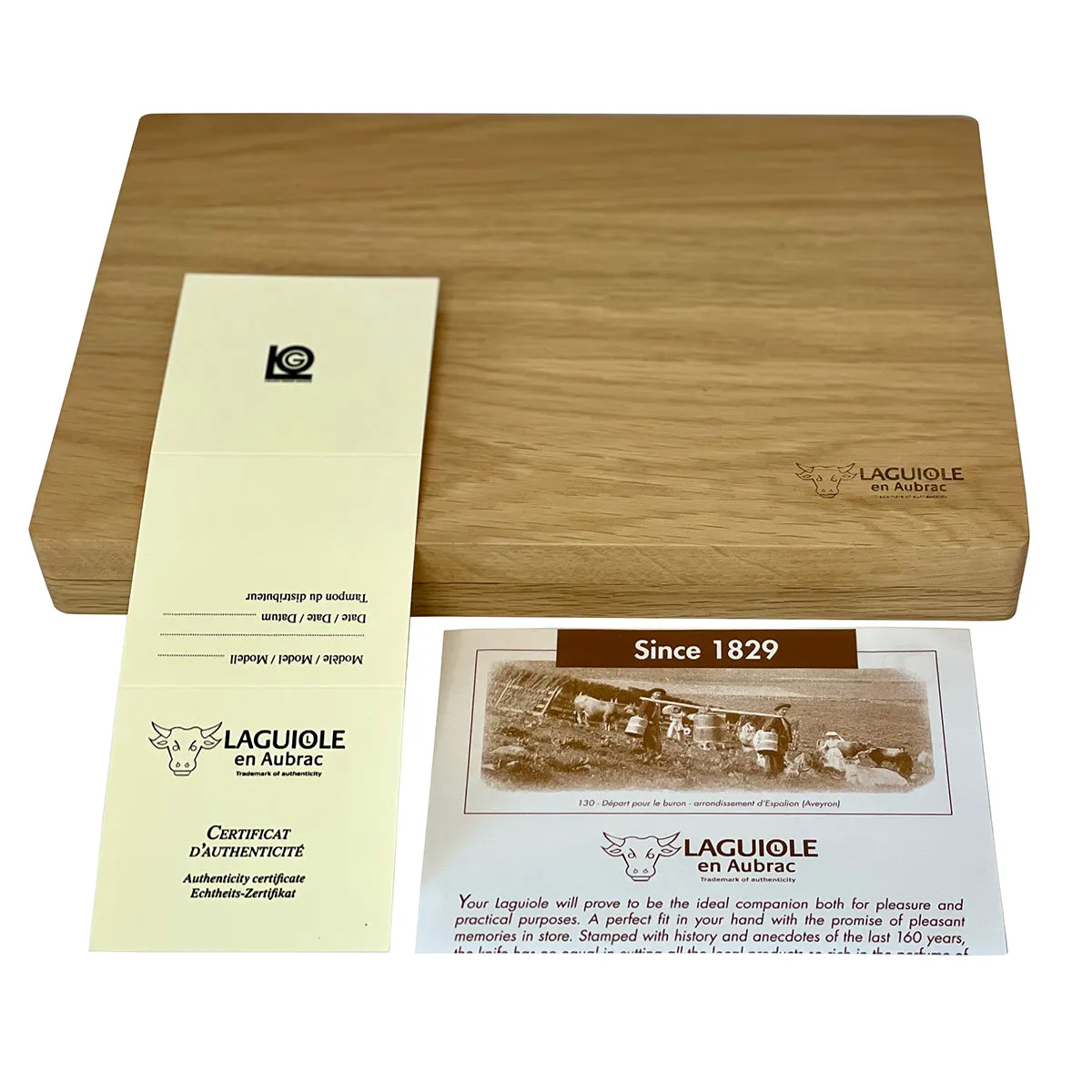Laguiole en Aubrac Luxury Handcrafted Stainless Steel & Brass Double Plate 6-Piece Steak Knife Set with Ebony Wood Handles