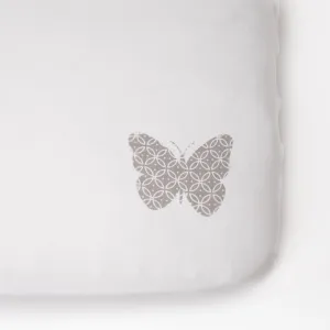 L&M Nursery Organic Jersey Sheets-White/GreyElephant-Cot
