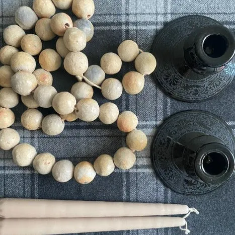 Large Open Fire Tunisian Pottery Beads- Blonde