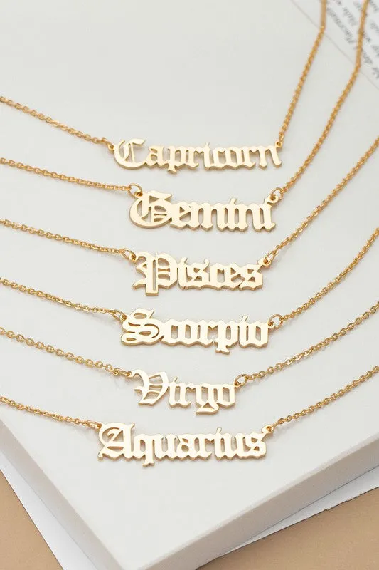 Laser cut zodiac sign pendant necklace