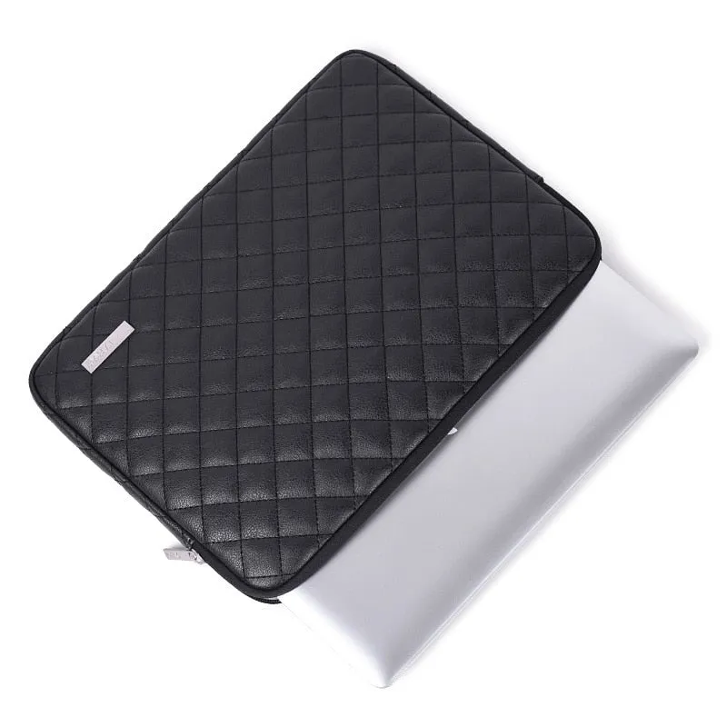 Leather Plaid Laptop Case 15-inch
