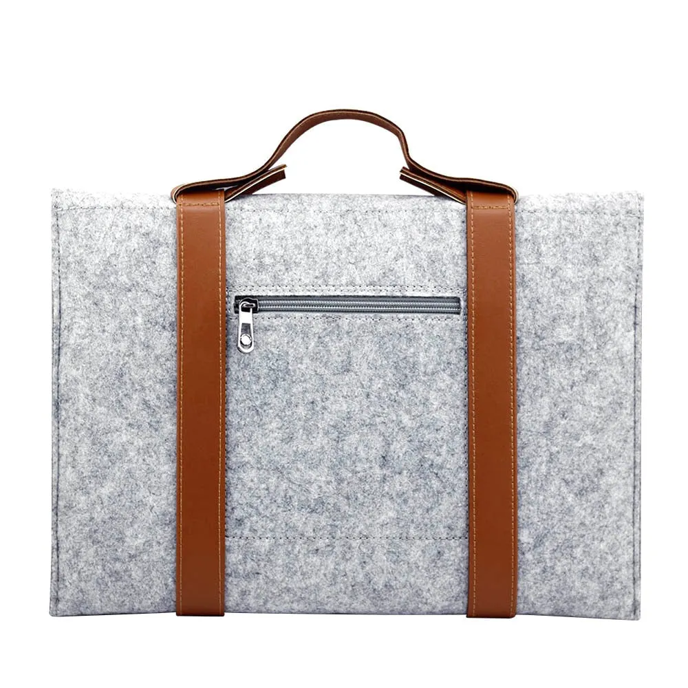 Leather Strip Wool Laptop Sleeve 15-inch