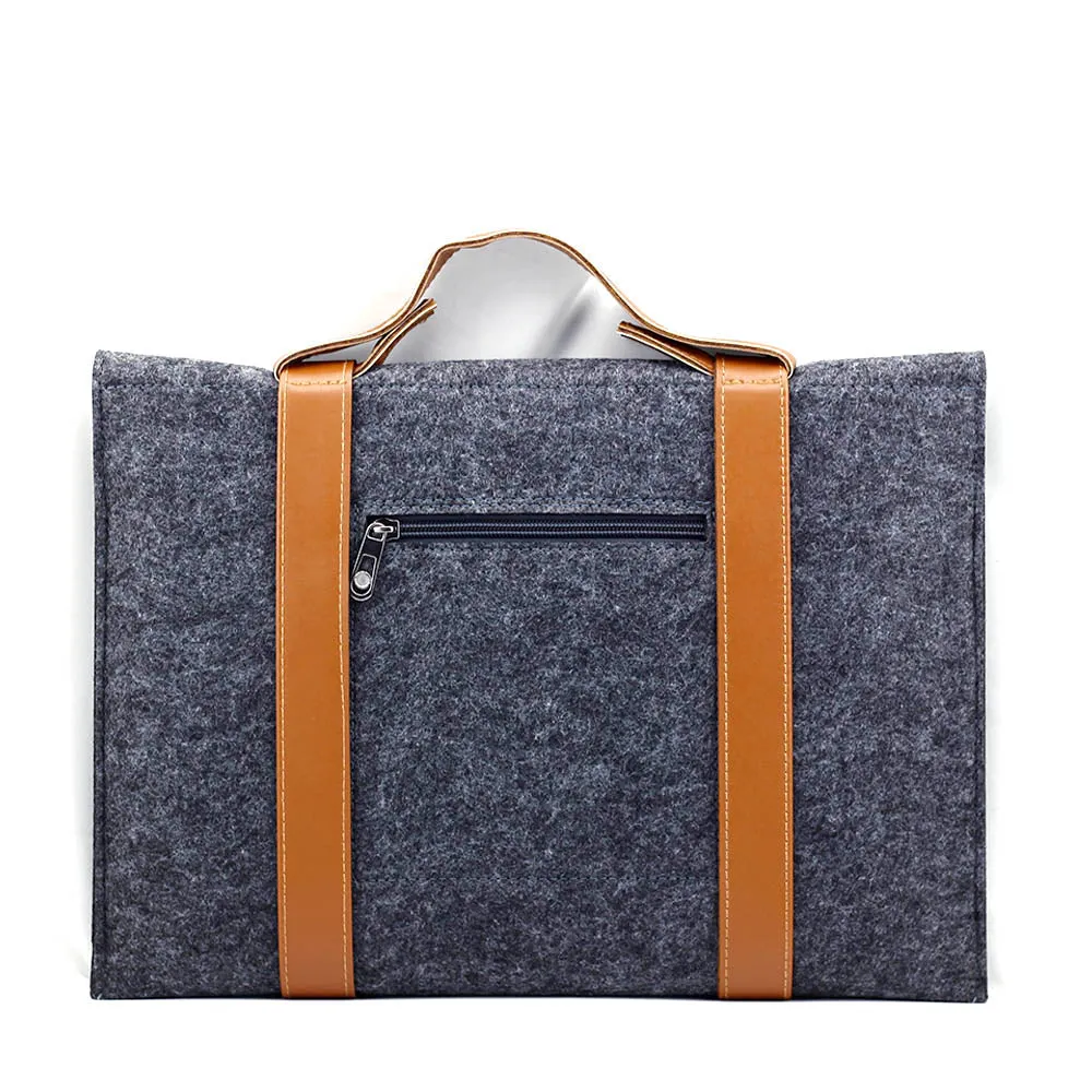 Leather Strip Wool Laptop Sleeve 15-inch
