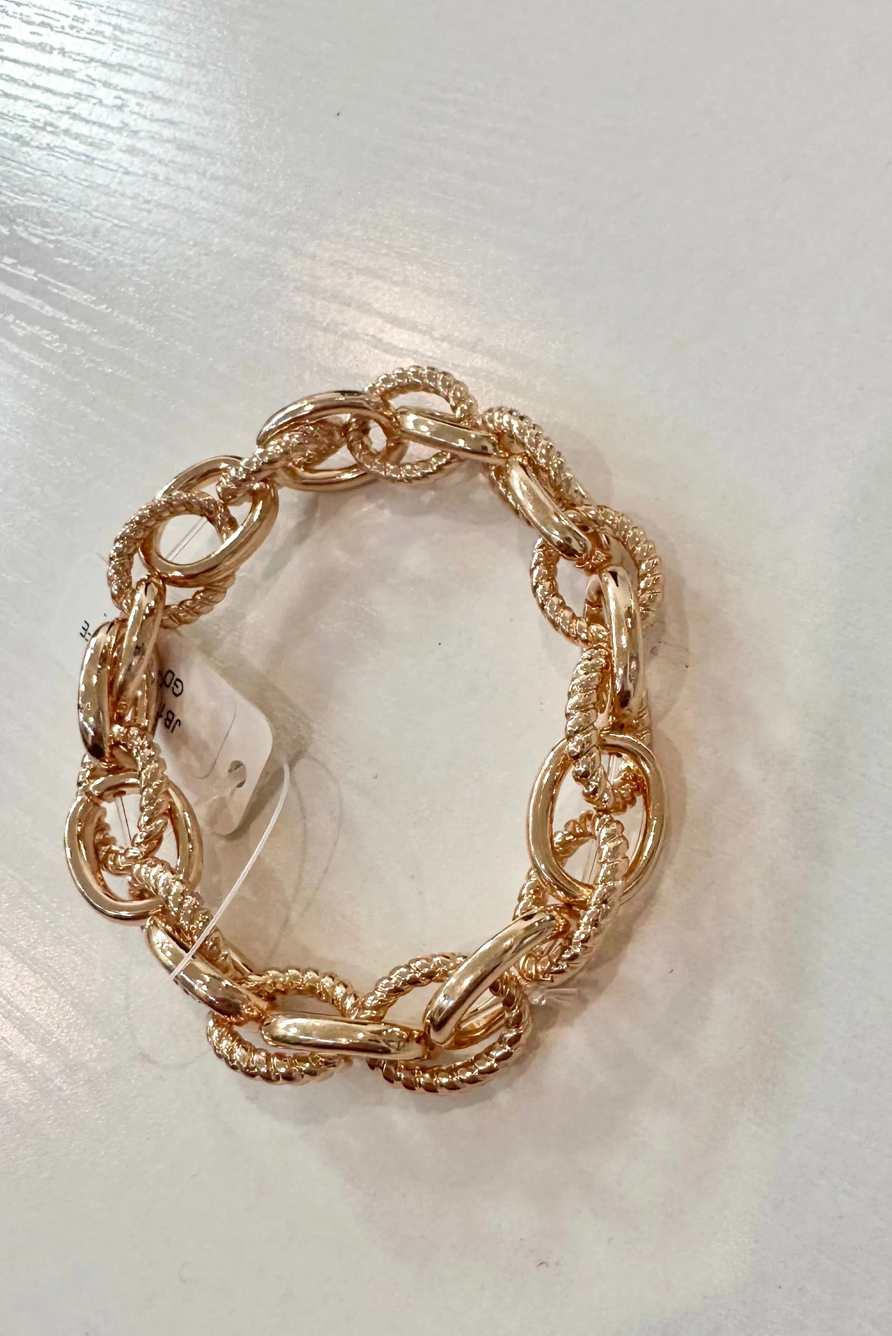 Link Fusion Textured Link Chain Stretch Bracelet