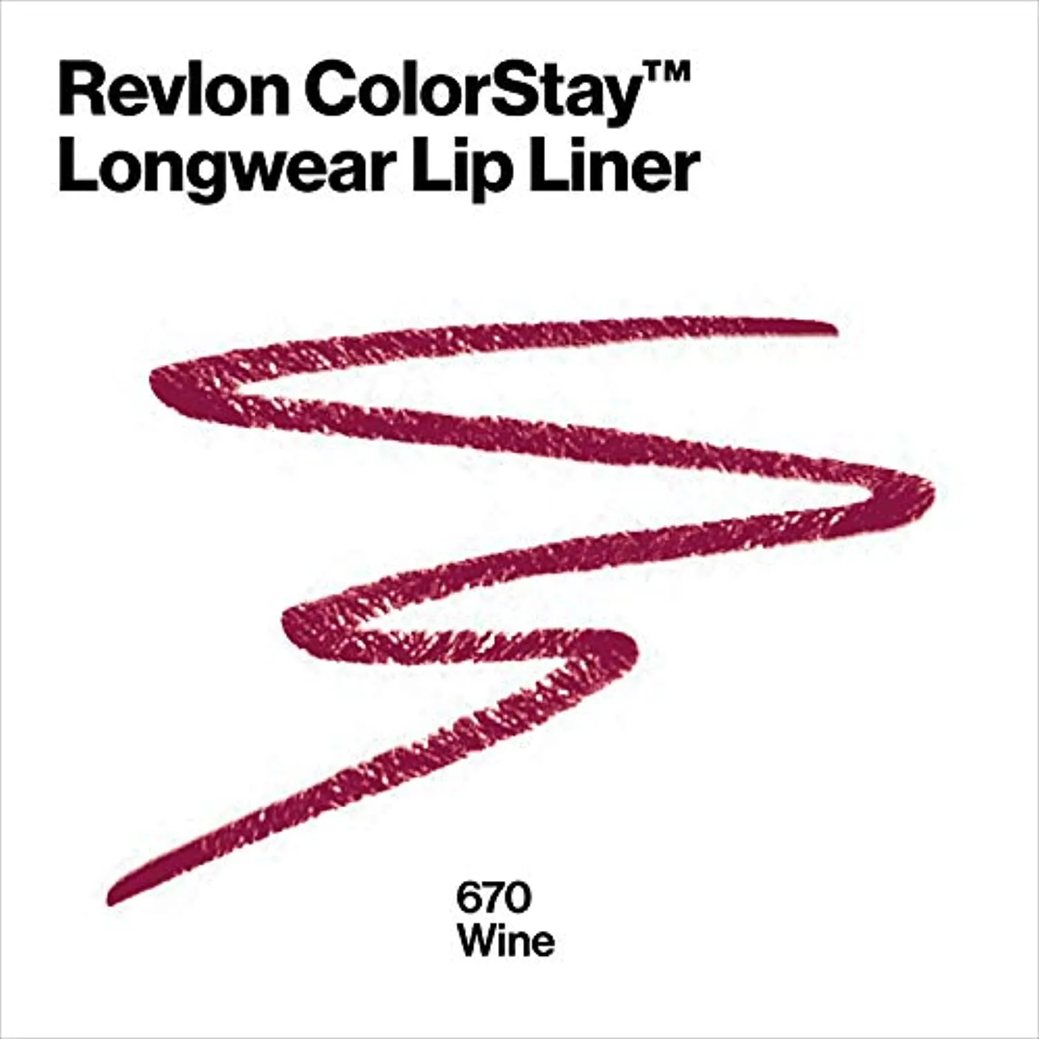 Lip Liner by Revlon, Colorstay Face Makeup with Built-in-Sharpener, Longwear Rich Lip Colors, Smooth Application, 670 Wine, 0.32 Oz