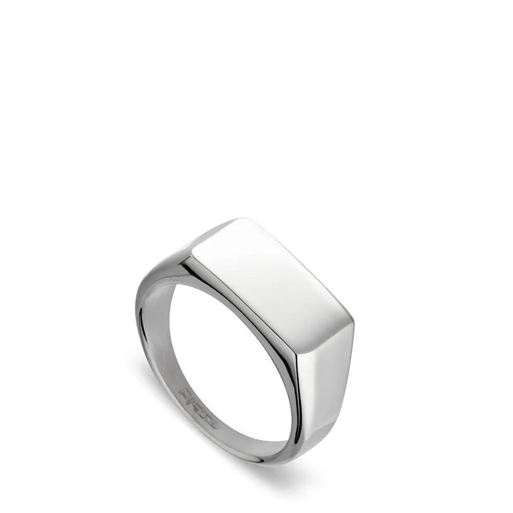 Locality Narrow Signet Ring Shiny Silver