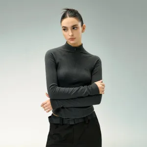 Logo Detail Sleek High-Neck Zippered Pullover