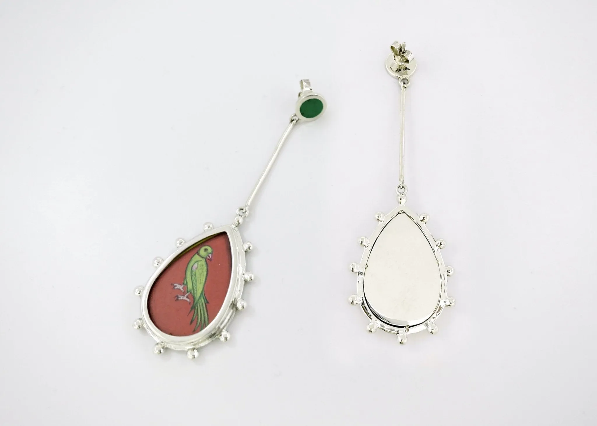 Long, sleek, dangling 'tota' (parrot) earrings