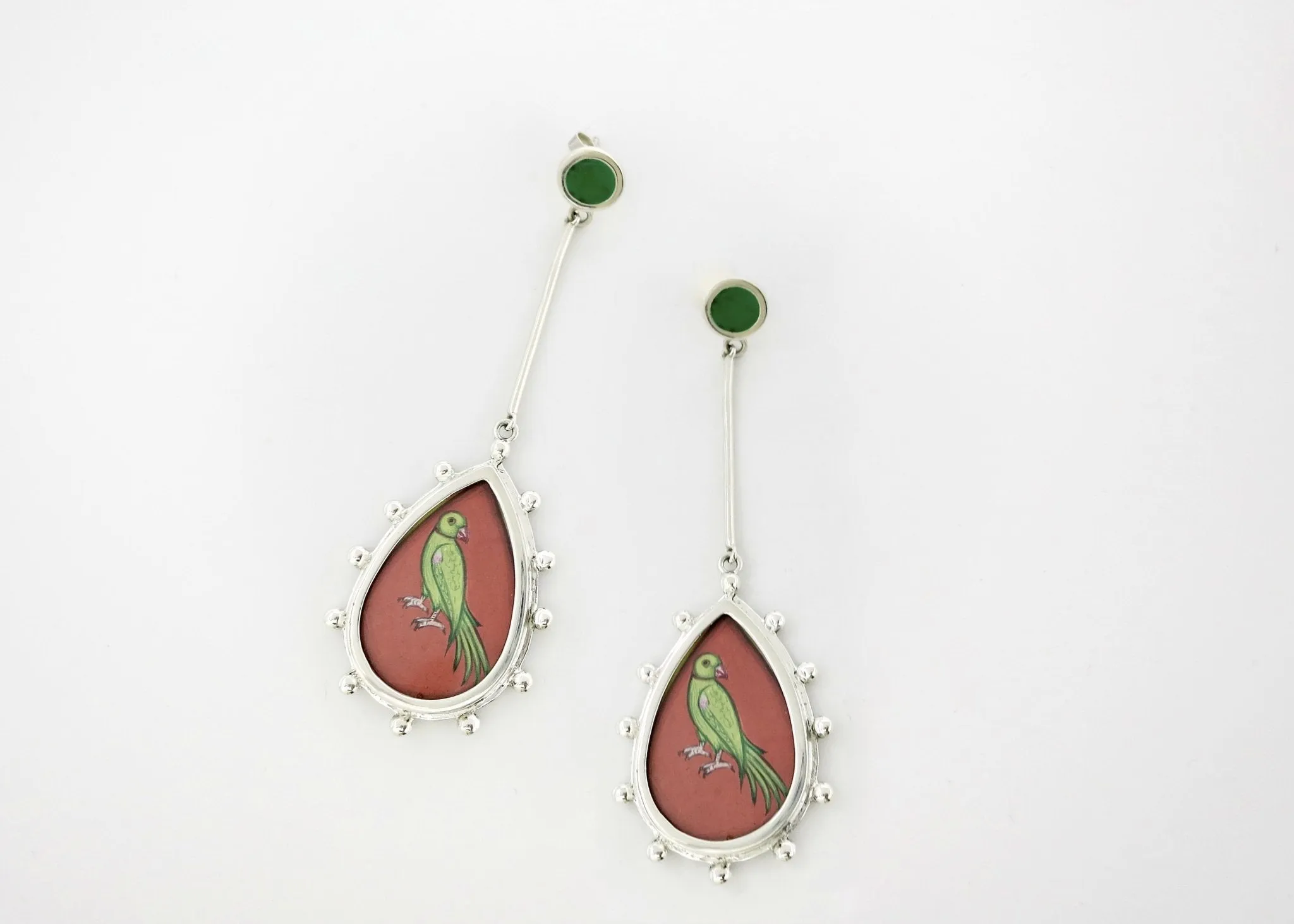 Long, sleek, dangling 'tota' (parrot) earrings