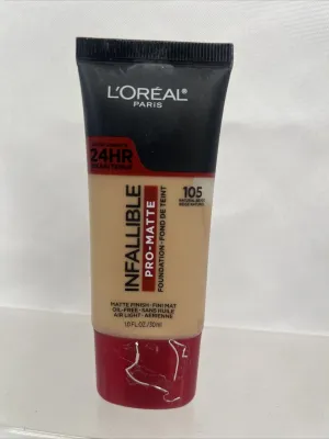 Loreal 105 Natural Beige Infallible Pro-matte Liquid Longwear Foundation