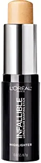 L'Oreal Paris Makeup Infallible Longwear Highlighter Shaping Stick, Up to 24hr Wear, Buildable Cream Highlighter Stick, 41 Gold is Cold, 0.3 oz.