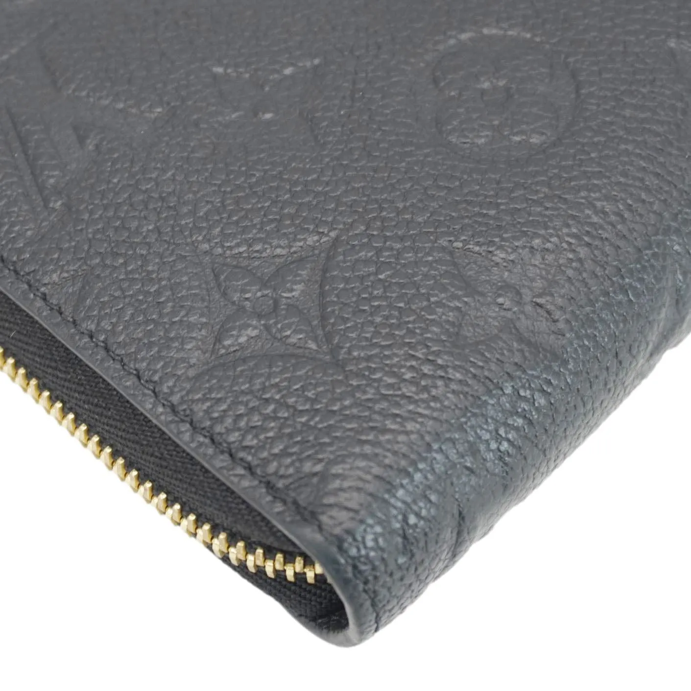 LOUIS VUITTON Clemence Monogram Empreinte Leather Wallet Black