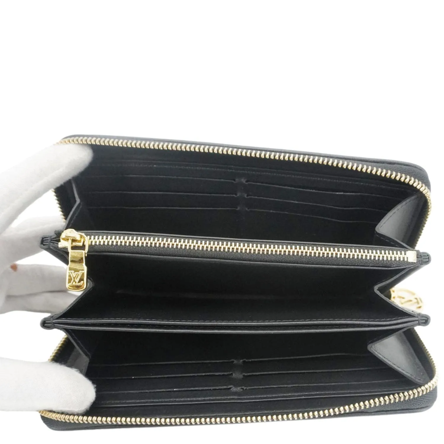 LOUIS VUITTON Coussin Embossed Leather Zippy Wallet Black