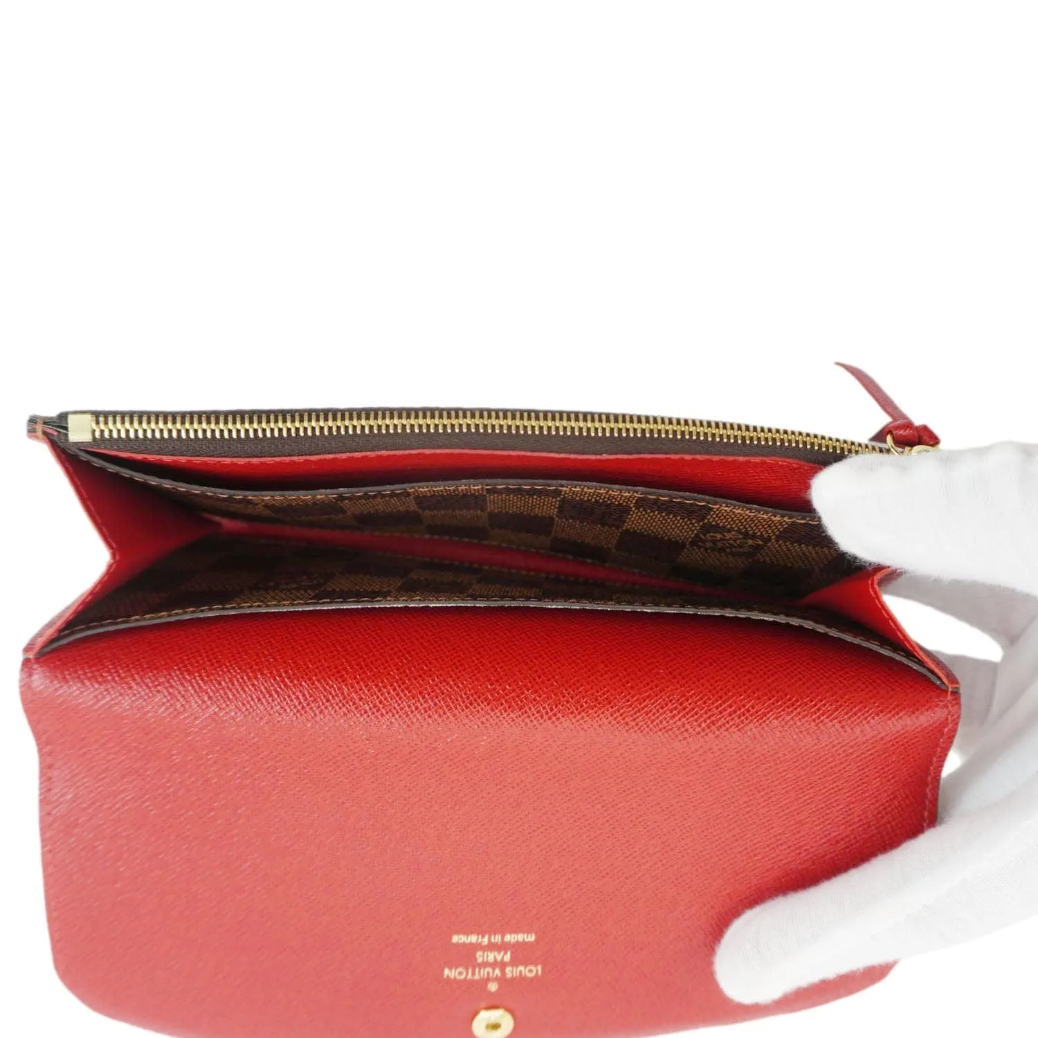 LOUIS VUITTON Emilie Damier Ebene Wallet Brown
