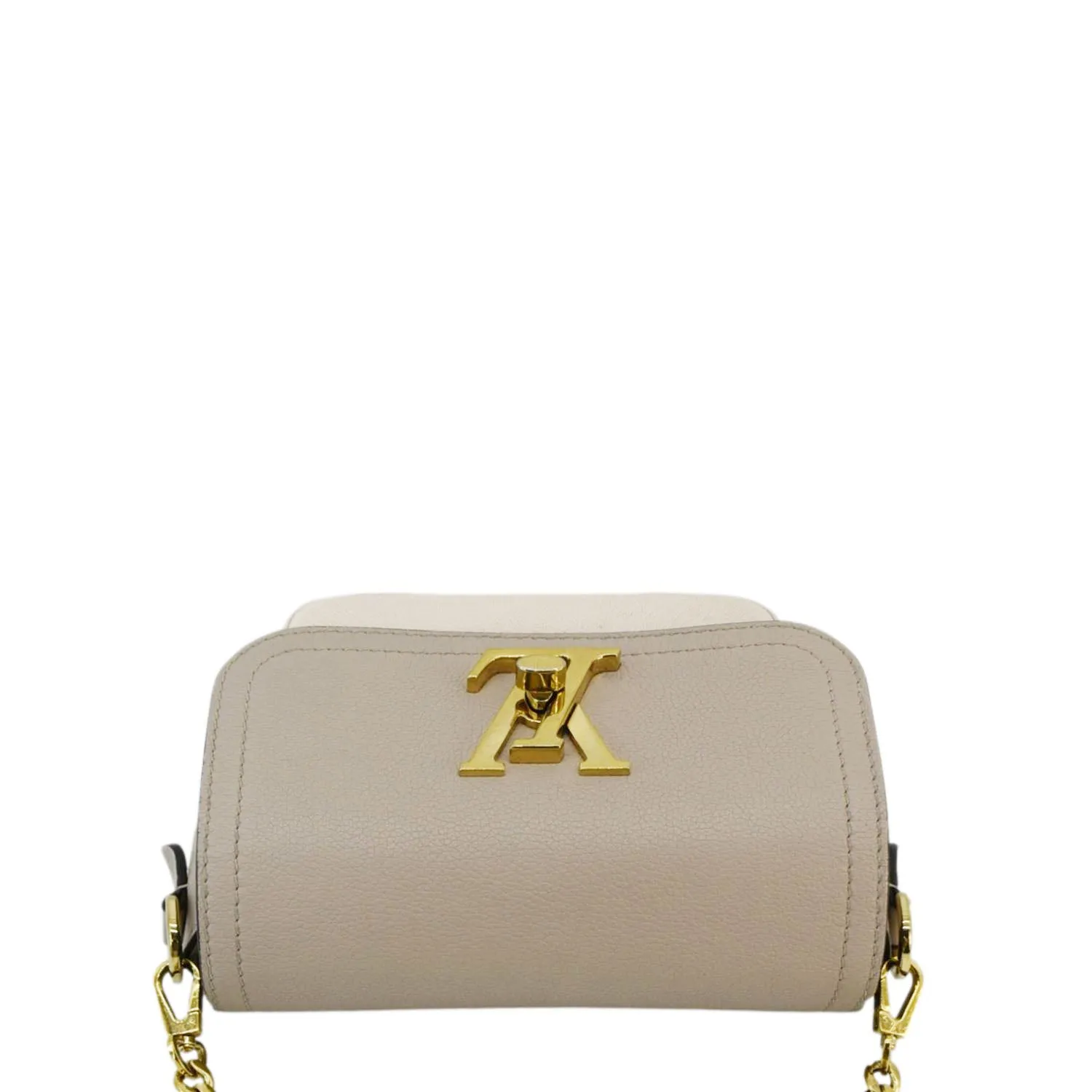 LOUIS VUITTON Lockme Tender Grained Calfskin Leather Shoulder Bag Greige
