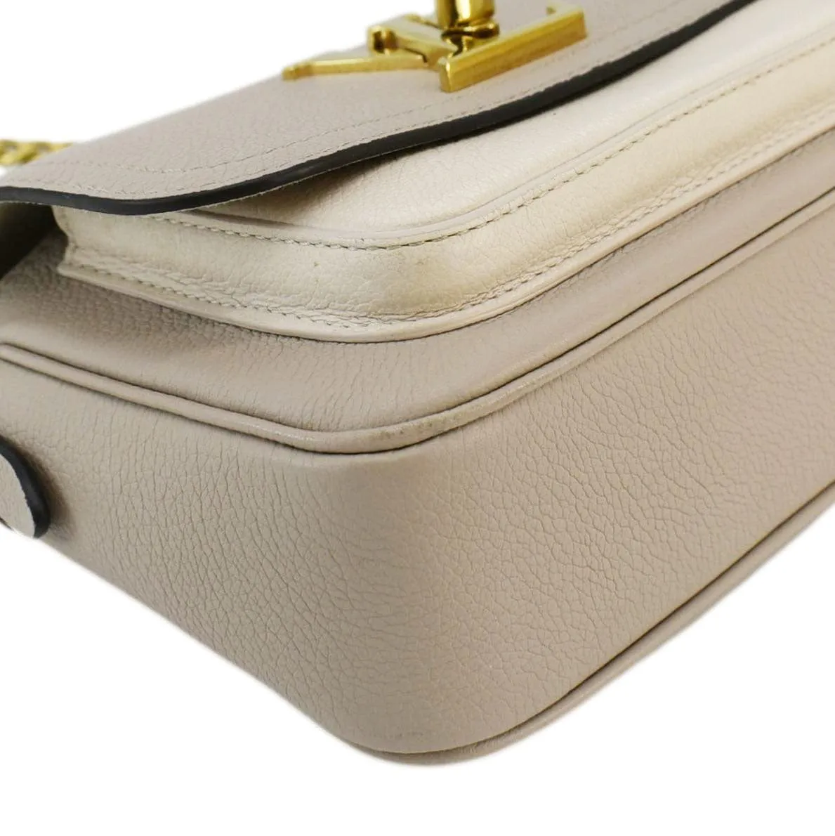 LOUIS VUITTON Lockme Tender Grained Calfskin Leather Shoulder Bag Greige
