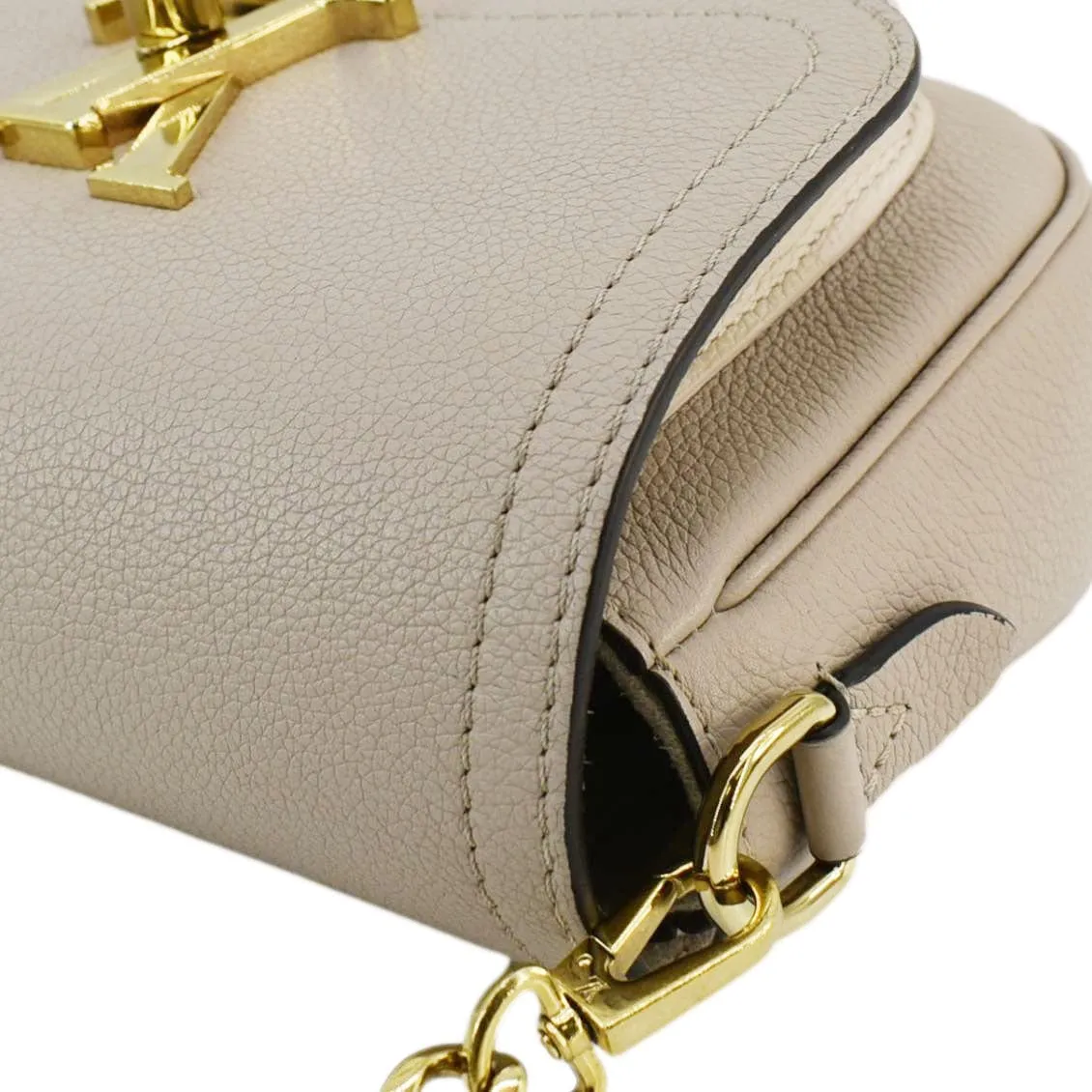 LOUIS VUITTON Lockme Tender Grained Calfskin Leather Shoulder Bag Greige