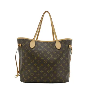 LOUIS VUITTON Neverfull MM Monogram Canvas Tote Bag Brown