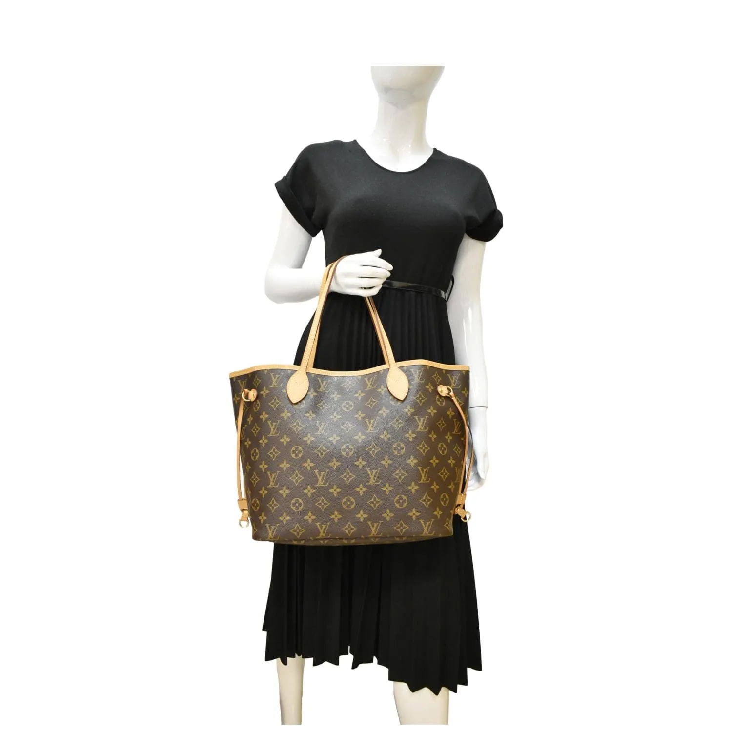 LOUIS VUITTON Neverfull MM Monogram Canvas Tote Bag Brown