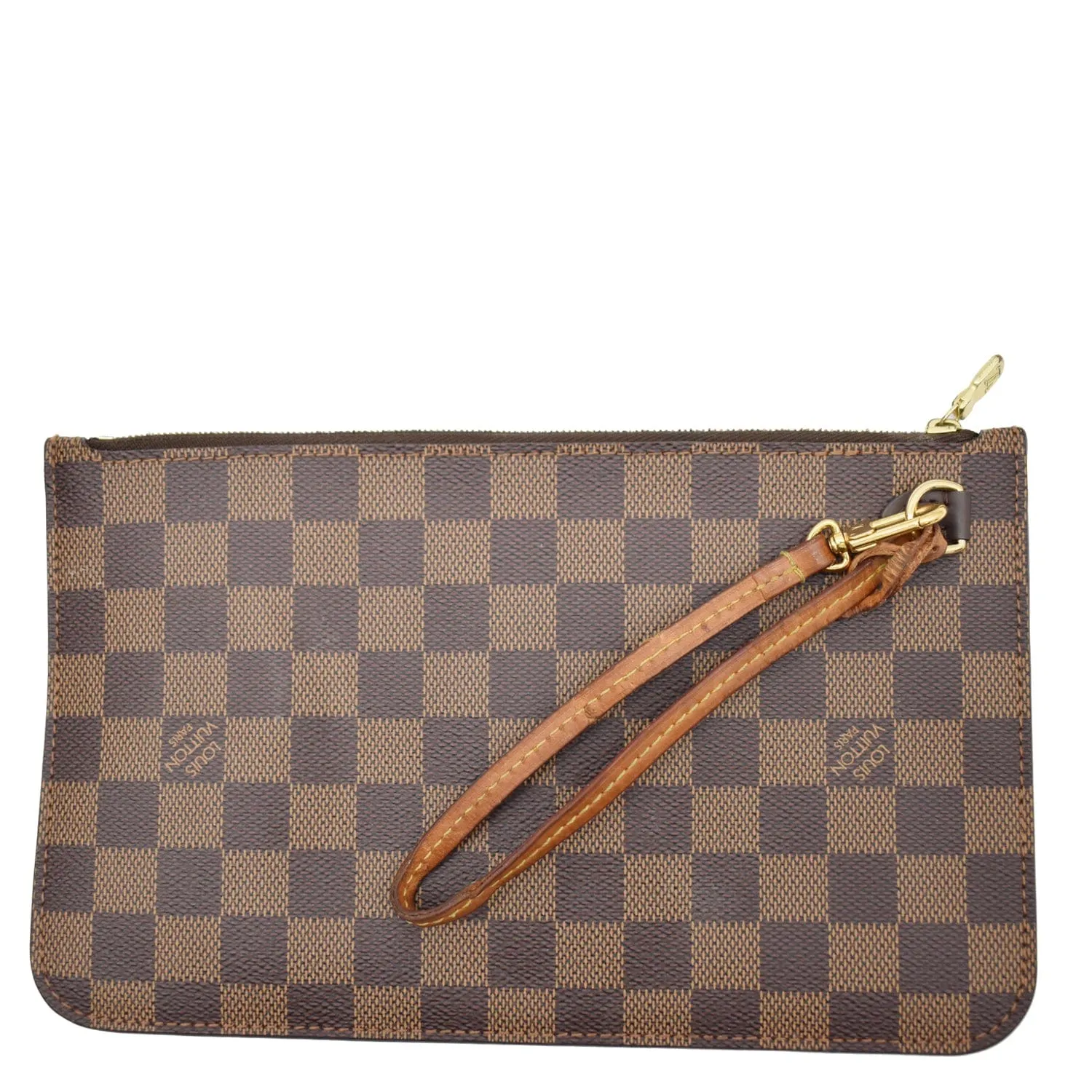 LOUIS VUITTON Pochette Wristlet Pouch Damier Ebene Neverfull MM Brown