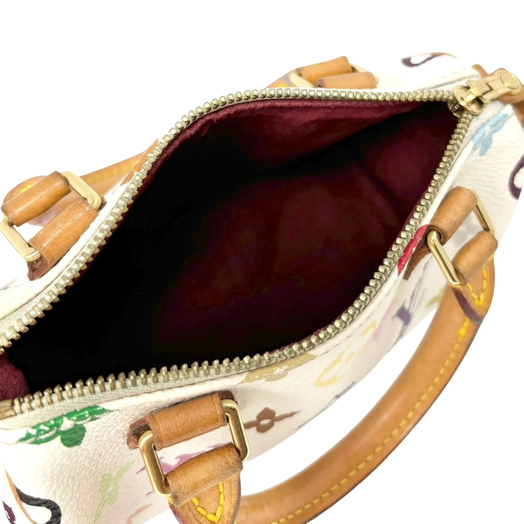 Louis Vuitton White Murakami Nano Speedy Bag
