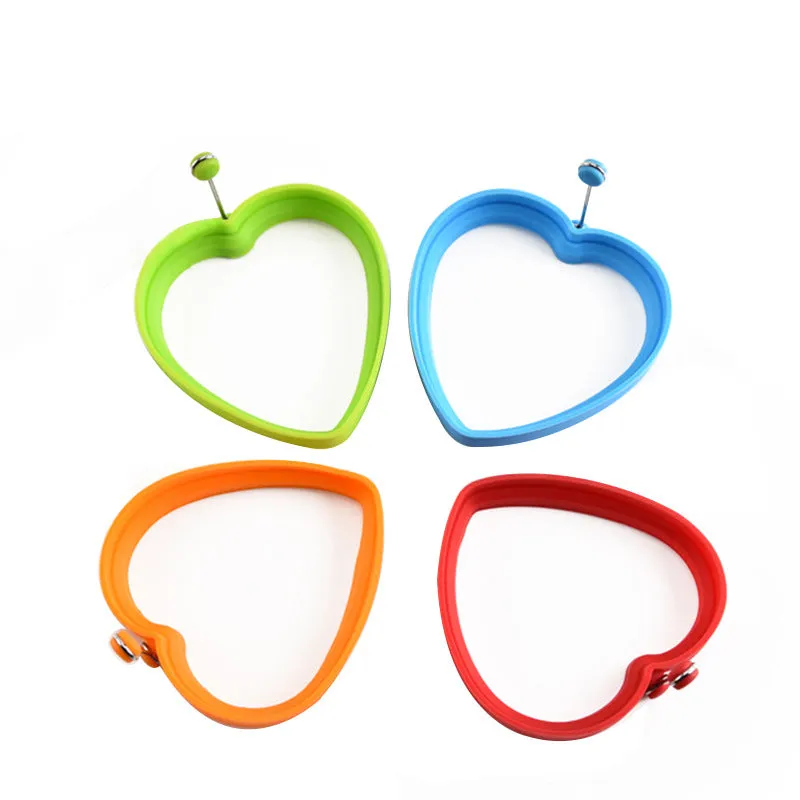 Loving Heart Shape Silicone Fried Egg Maker Mold with Handle Kitchen Gadget green